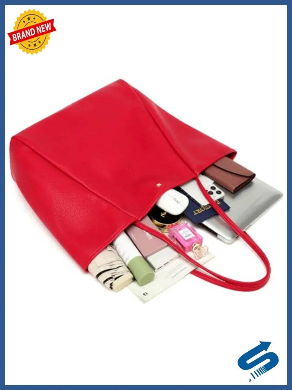 Large Leather Tote Bag for Women - Spacious Work Bag, Minimalist Handbag,